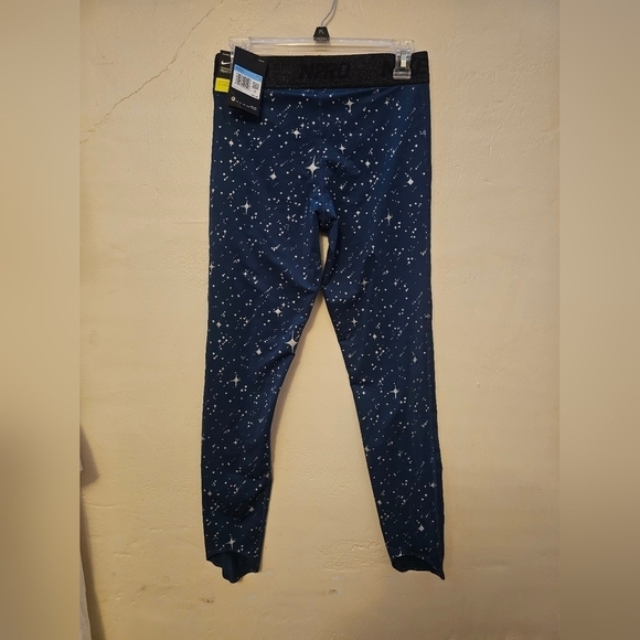 Nike Pro Women's Starry Night Metallic Tights Teal Blue Dri-fit - Picture 4 of 5